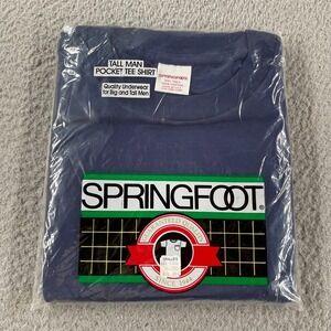 Vintage 90s Springfoot Short Sleeve 100% Cotton Pocket Tee Navy 3XLT USA NEW